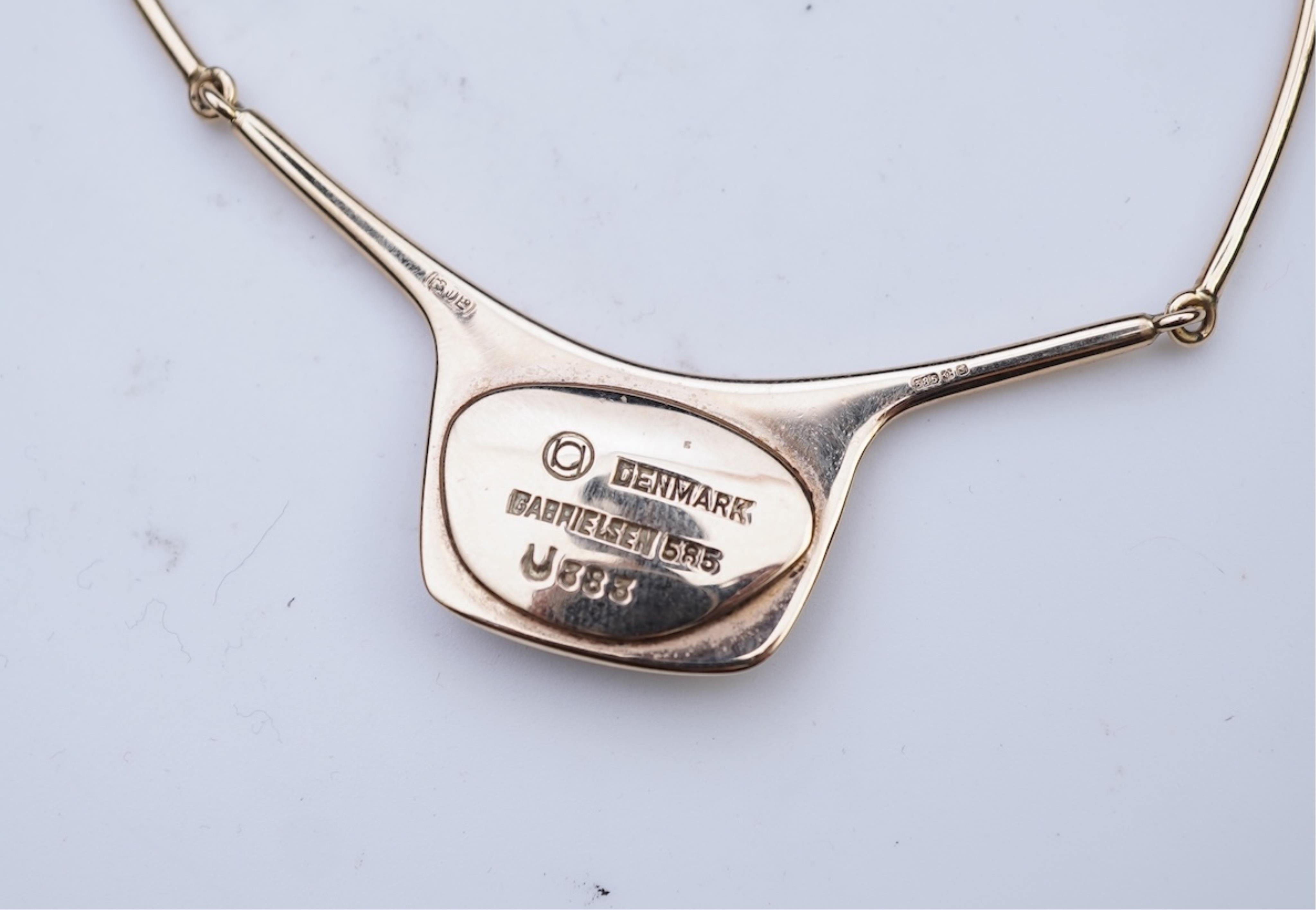 Bent Gabrielsen for Georg Jensen, a modernist gold and opal necklace, Denmark, circa 1981